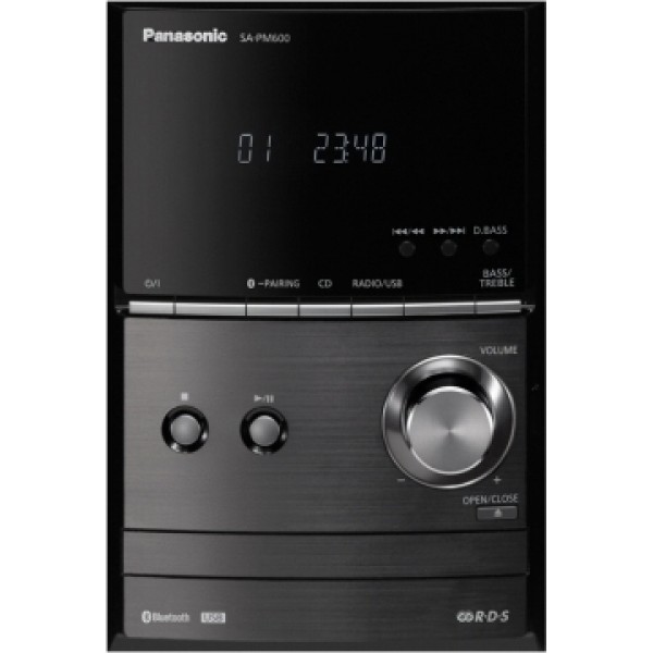 Panasonic Ηχοσύστημα 2.0 SC-PM600 40W με CD / Digital Media Player και Bluetooth Μαύρο