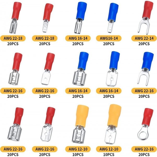 280pcs Aκροδέκτες Assorted Spade Terminals Insulated Cable Connector 