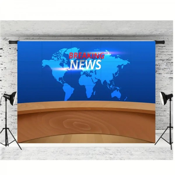 Broadcast News Vinyl Backdrop f TV Talk Shows & Photography