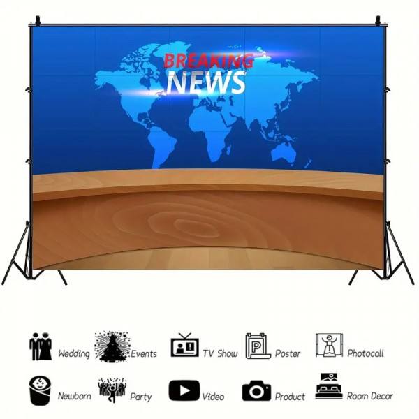 Broadcast News Vinyl Backdrop f TV Talk Shows & Photography