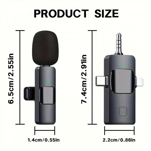 3 in 1 Dual Wireless Lavalier Microphone for iPhone Android +Camera