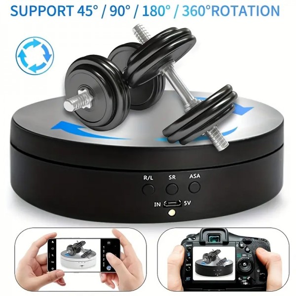 DIAT Turntable 360° Motorized Rotating Display Mirror Stand with USB for Photography