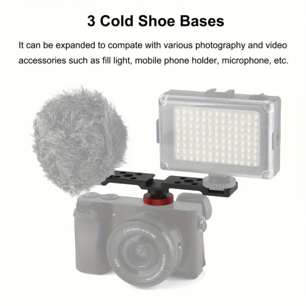 Triple Cold Shoe Adapter Vlogging Video Extension Bar