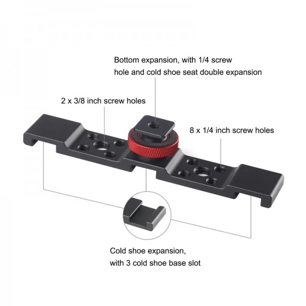 Triple Cold Shoe Adapter Vlogging Video Extension Bar