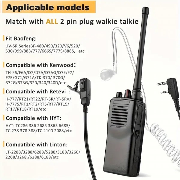 Ακουστικά με Μικρόφωνο για Walkie Talkie Baofeng Kenwood κα