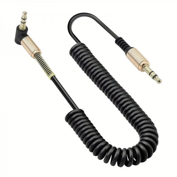 WOXLINE 3.5mm Audio Coiled Cable,Right Angle 3.5mm Male To Male Stereo TRS