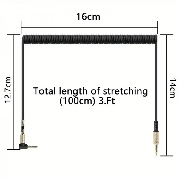 WOXLINE 3.5mm Audio Coiled Cable,Right Angle 3.5mm Male To Male Stereo TRS