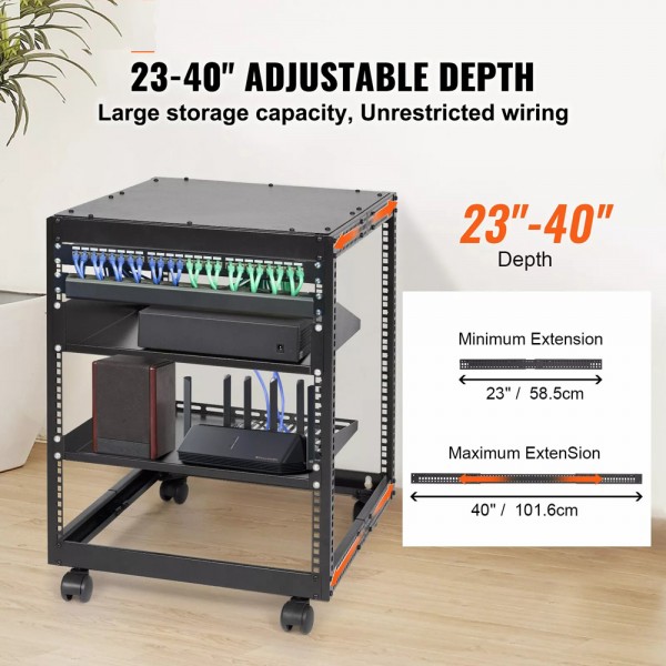 Multifunctional 12U 4 Post Server Rack