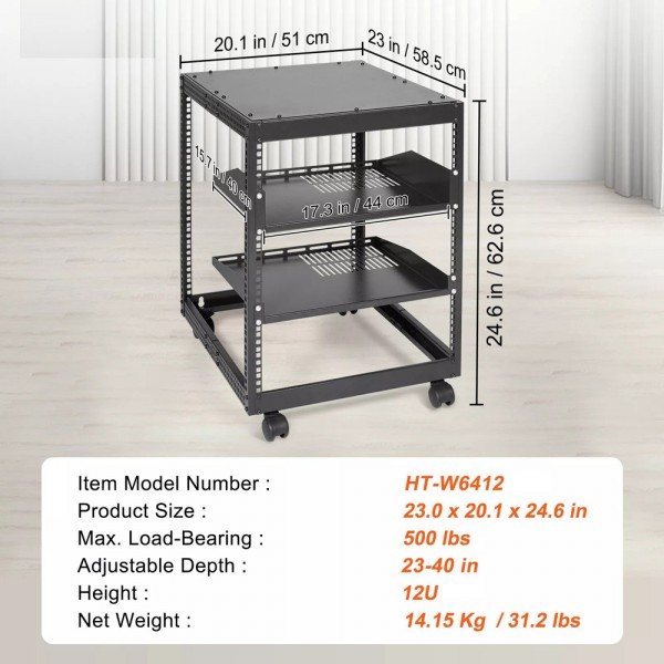 Multifunctional 12U 4 Post Server Rack