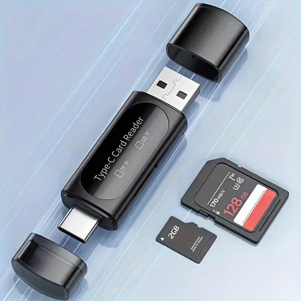 USB Micro SD Card Reader, 4-in-1 Type C + USB +TF