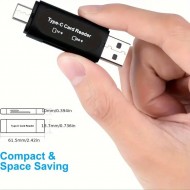 USB Micro SD Card Reader, 4-in-1 Type C + USB +TF