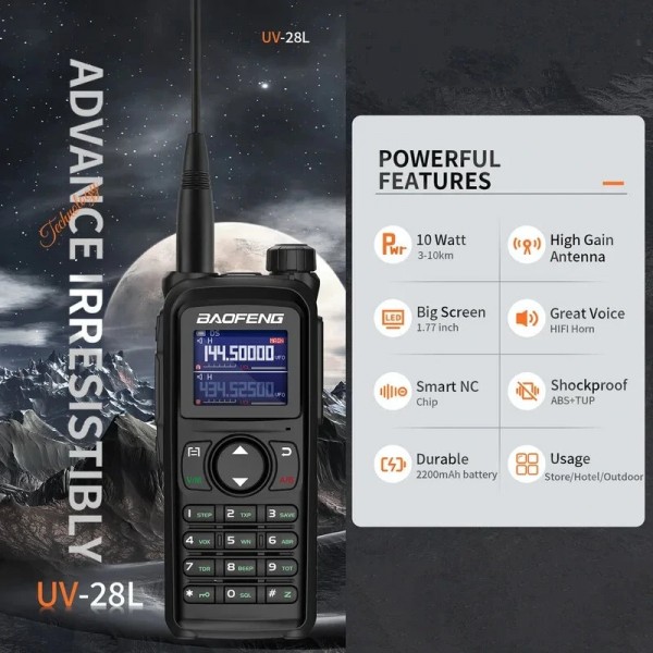 Ασύρματος Πομποδέκτης 10W Baofeng UV-28 999 CH Walkie Talkie UHF/VHF (All Band)