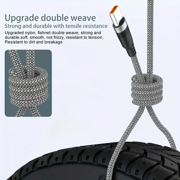 8m Type C Extension Cable Fabric Flat 80W For Monitoring And Mobile Phone