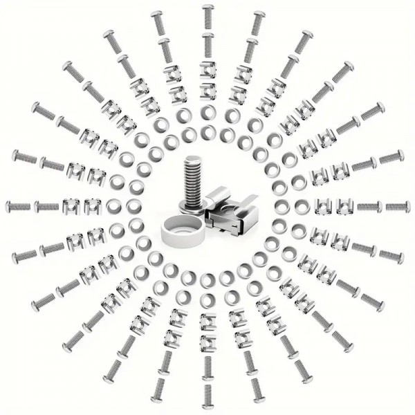 50pcs Servers Steel Screws M6 x 16mm Rack Mount Kit - Durable Carbon 