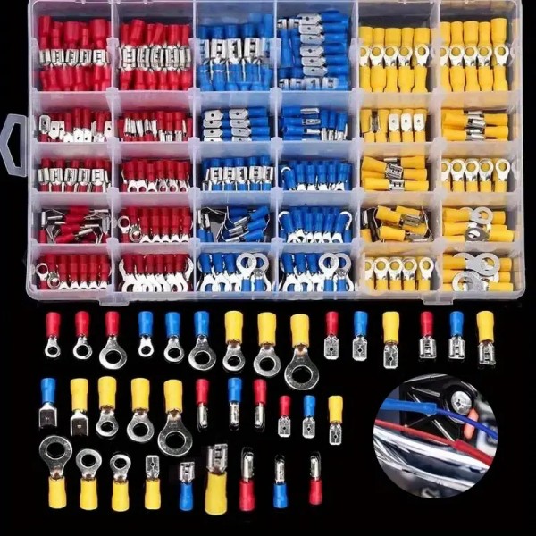 102pcs Aκροδέκτες Assorted Spade Terminals Insulated Cable Connector 