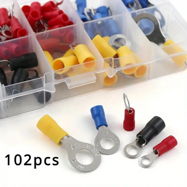 102pcs Aκροδέκτες Assorted Spade Terminals Insulated Cable Connector 