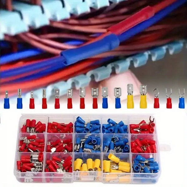 102pcs Aκροδέκτες Assorted Spade Terminals Insulated Cable Connector 