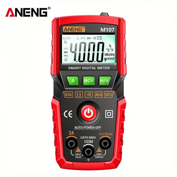 Mini Digital Multimeter 4000 Count AC/DC Electrical Instruments Tester Auto (Black)