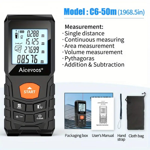 Digital Laser Rangefinder 50M Distance Meter Trena 