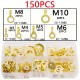 150pcs Golden Ring Crimping Terminal, O-shaped Round Brass Electrical Connector