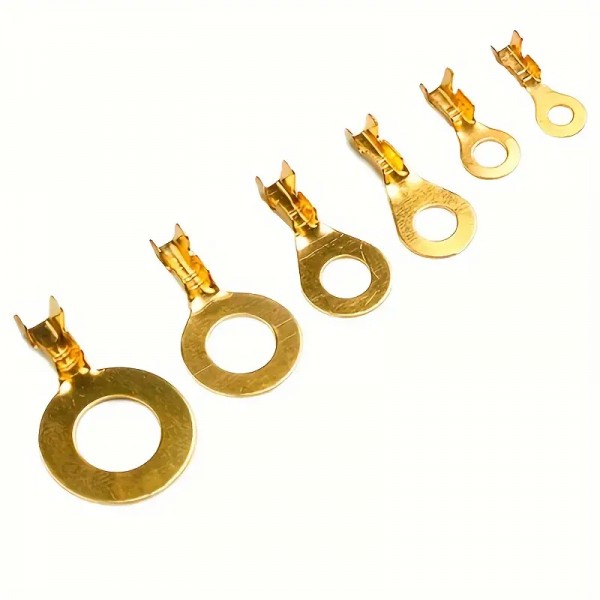 150pcs Golden Ring Crimping Terminal, O-shaped Round Brass Electrical Connector