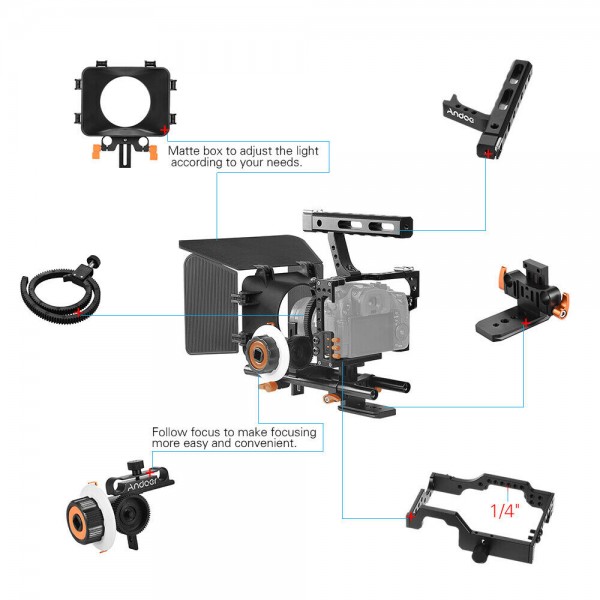 PhotoCame 100 KIT-100 φωτογραφικός κλωβός με rails και Follow Focus για SONY