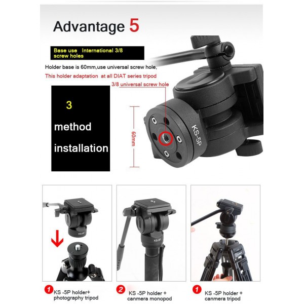 Τρίποδας Diat DT650 kit για βιντεοκάμερες & DSLR (Έως 5 κιλά)