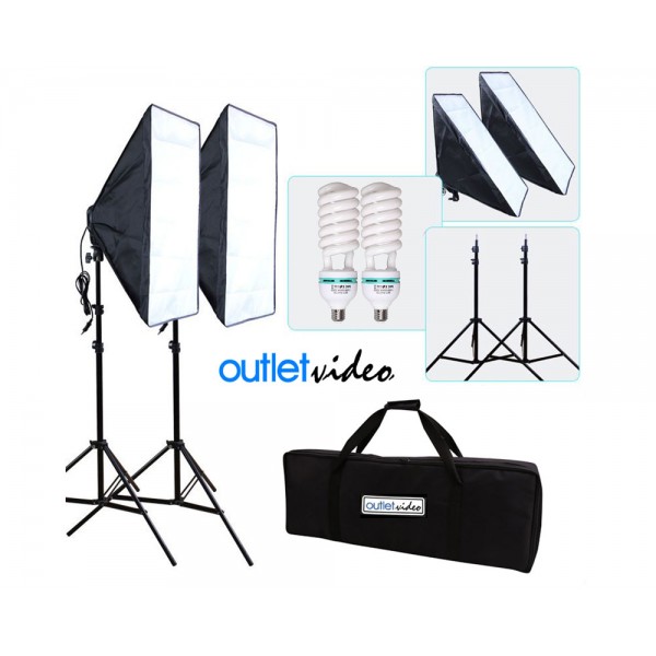 New Outletvideo "XL2" STUDIO KIT ALL IN ONE+ "XL" Havy Backdrop Kit (1350W – 22.000 Lumens)