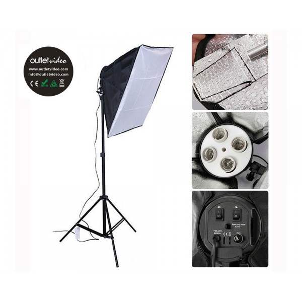 OutletVideo XL12 ολοκληρωμένο σετ φωτιστικών Softbox με XL Havy Backdrop Kit (8100W - 132.000 Lumens)