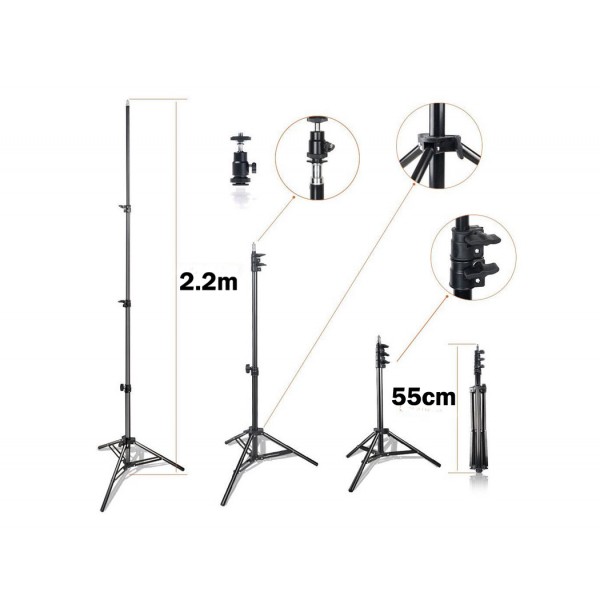 OutletVideo XL12 ολοκληρωμένο σετ φωτιστικών Softbox με XL Havy Backdrop Kit (8100W - 132.000 Lumens)