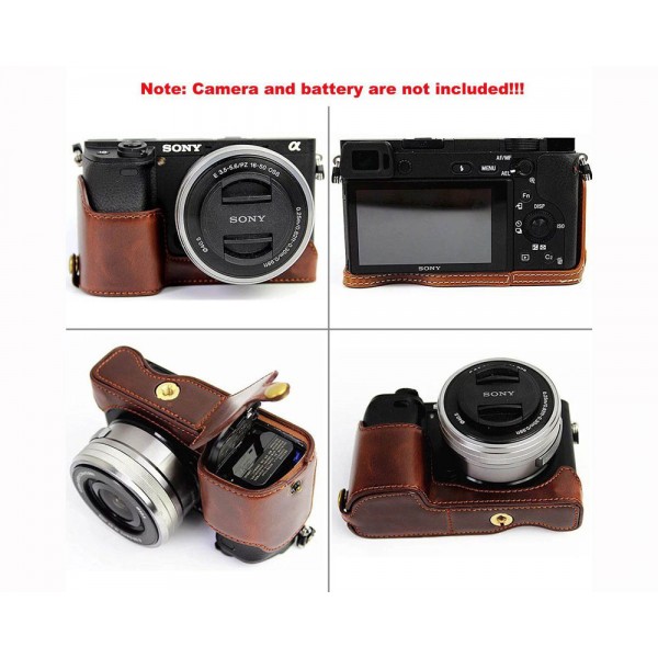 PU Leather Camera Grip Cas Protector F Sony Alpha A6300 A6000