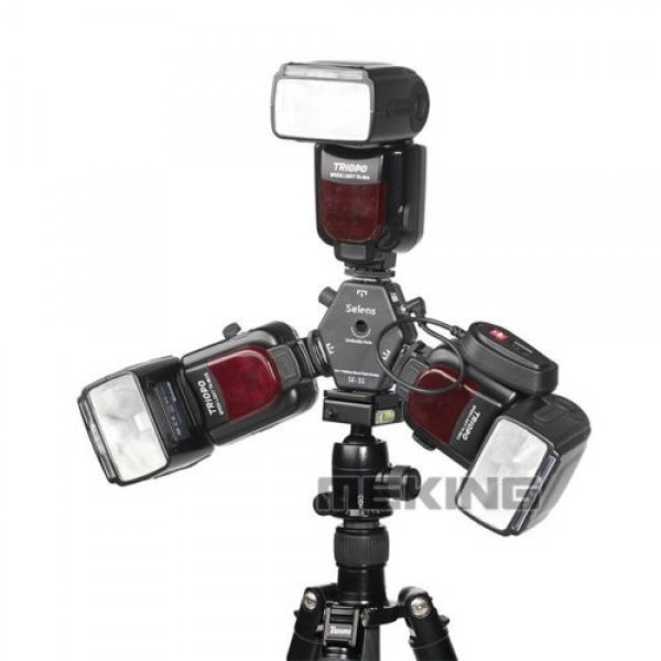 Universal Triple Speedlite Head Bracket 3.5mm trigger