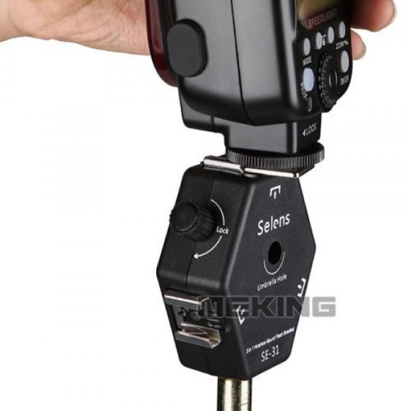 Universal Triple Speedlite Head Bracket 3.5mm trigger