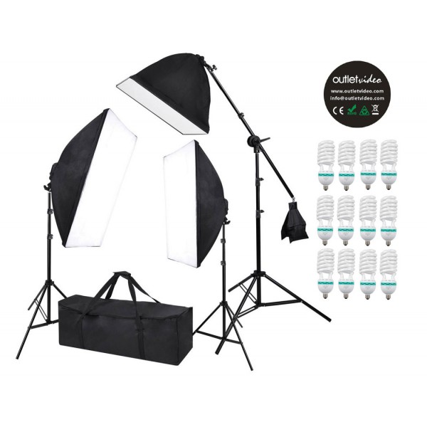 OutletVideo XL12 Softbox kit με 12 λάμπες (8100W - 132.000 Lumens)