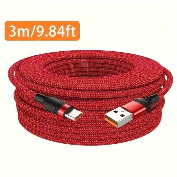 3m Type C Extension Cable Fabric Flat 80W For Monitoring And Mobile Phone 3m Type C Extension Cable Fabric Flat 80W For Monitoring And Mobile Phone