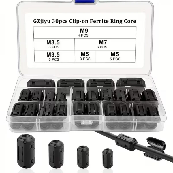 30 τεμ Φερρίτες κουμπωτοί καλωδίων Snap-in Anti-interference σε Κουτί 30 τεμ Φερρίτες κουμπωτοί καλωδίων Snap-in Anti-interference σε Κουτί