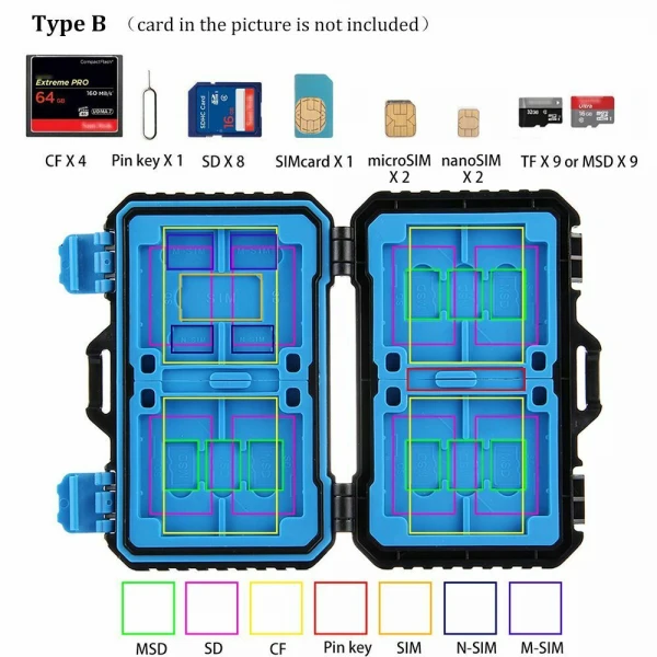 Αδιάβροχη προστατευτική θήκη για αποθήκευση 27 καρτών μνήμης Αδιάβροχη προστατευτική θήκη για αποθήκευση 27 καρτών μνήμης